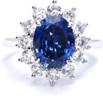 Princess Diana Ring, 3.7ct Lab-Grown Blue Sapphire Ring