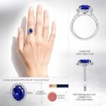 Certified 4ct Lab Grown Royal Blue Sapphire Rings for Women, Princess Diana Inspired Engagement Ring - Image 2