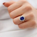 DIANA Chatham® Blue Sapphire & Lab Diamond 18k Yellow Gold - Image 2