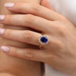 DIANA Chatham® Blue Sapphire & Lab Diamond 18k Yellow Gold - Image 4