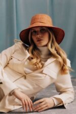 Margot Orange Cashmere Check Hat