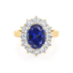 DIANA Chatham® Blue Sapphire & Lab Diamond 18k Yellow Gold