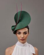 Dark Green and pink wedding hat for woman - Image 7