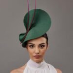 Dark Green and pink wedding hat for woman