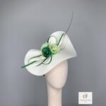 Ivory Sculpted Hat with Green Floral Details - Image 2