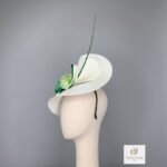 Ivory Sculpted Hat with Green Floral Details - Image 3