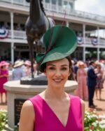 Dark Green and pink wedding hat for woman - Image 6